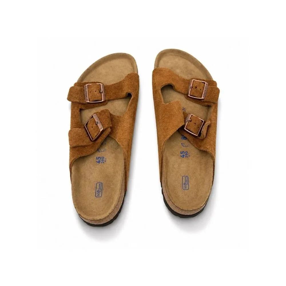 Birkenstock Arizona Mink Leather Suede 2 Strap Sandal EU 45 Regular Soft Footbed